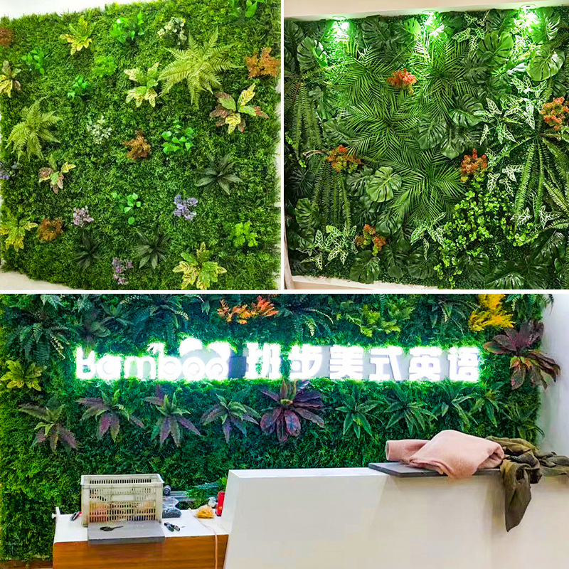 Planta artificial de pared eucalipto Milan plástico falso césped Fondo planta verde pared centro comercial puerta decoración tienda al por mayor