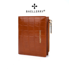 Baellerry New Arrival Women's Short Wallet Cross-Border Stone-Textured Bifold Zipper Coin Purse Fashionable Card Holder for Ladies