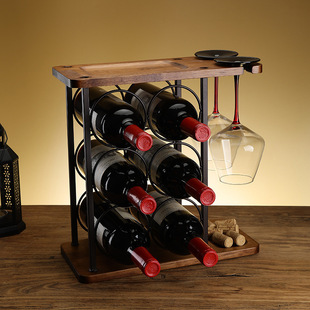 Creative Solid Wood Wine Rack Upside down Goblet Rack High-End Wine Bottle Rack Wine Cabinet Display