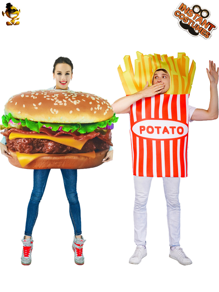 Adultos papas fritas rendimiento apoyos disfraz de Halloween mascarada Cosplay papas fritas traje de rol