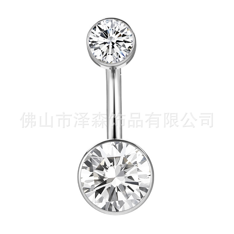 F136 Titanium Navel Piercing Ring – Zircon Inlaid Flat Base Belly Button Jewelry detail image 9