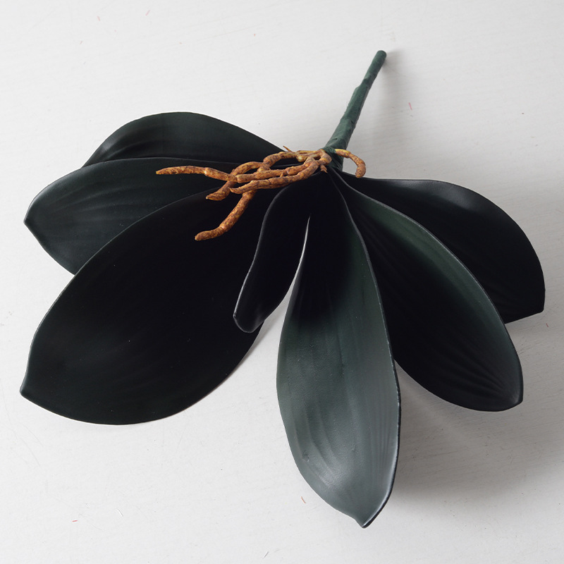 Simulación de hojas de orquídea de mariposa pu sensación de mano EVA goma suave de hoja de orquídea accesorios de arreglos de flores DIY imitación de plantas verdes al por mayor