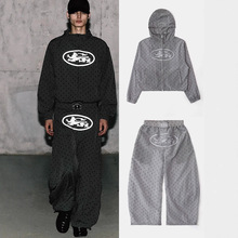 badblood美式复古波点休闲速干男女同款连帽外套花苞短裙长裤套装