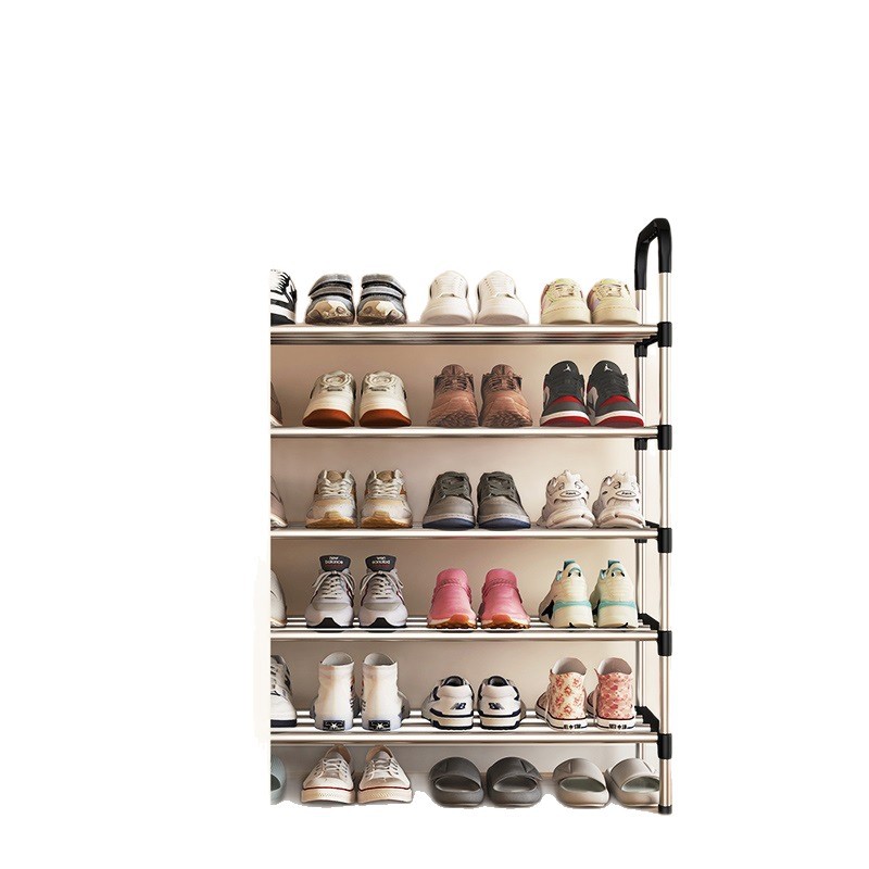 Estante de zapatos puerta doméstica multicapa interior simple dormitorio zapato armario a prueba de polvo pequeño alquiler estrecho puerta de entrada explosiva 2025