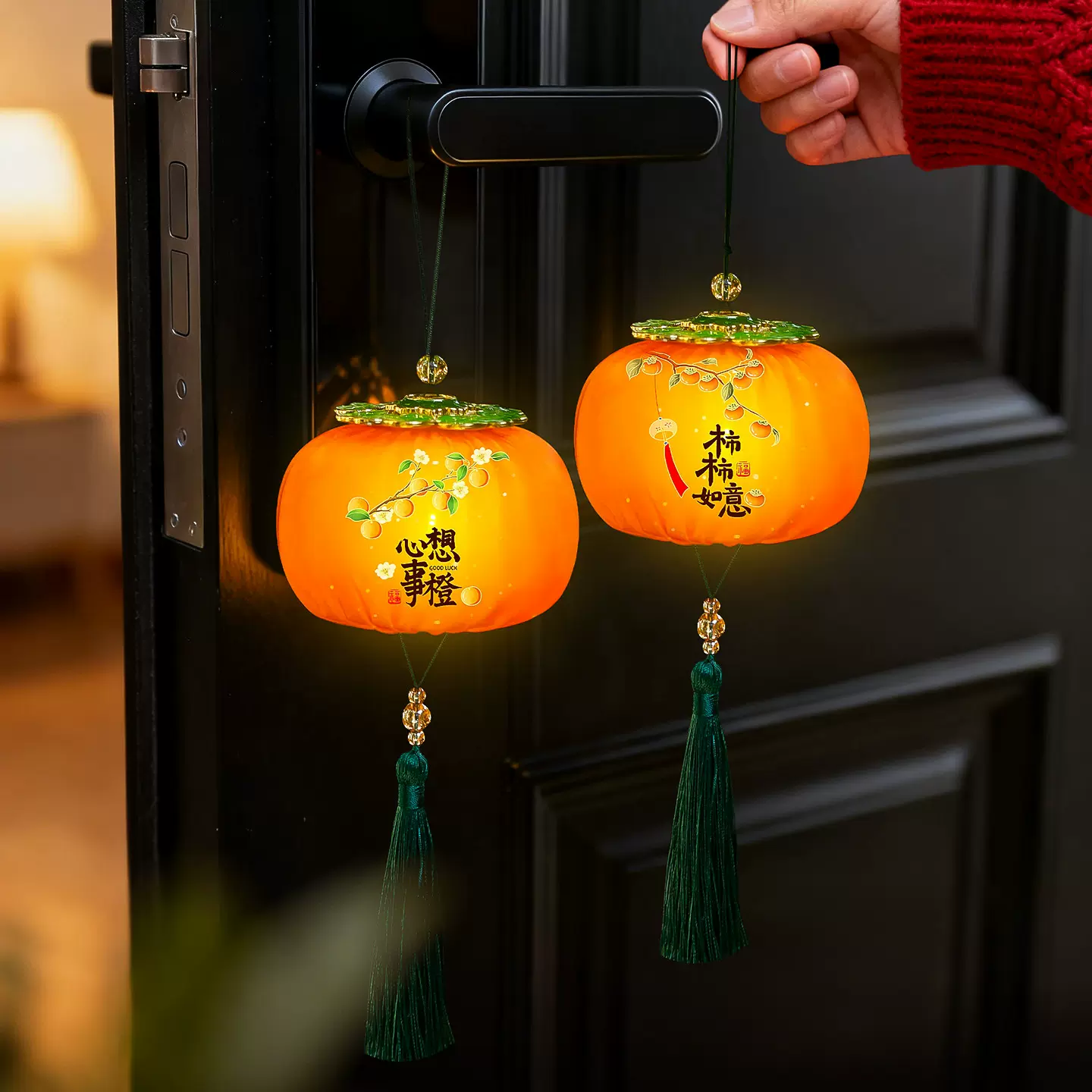 新年装饰柿子灯笼挂件2026新款马年发光花灯春节过年客厅喜庆挂饰