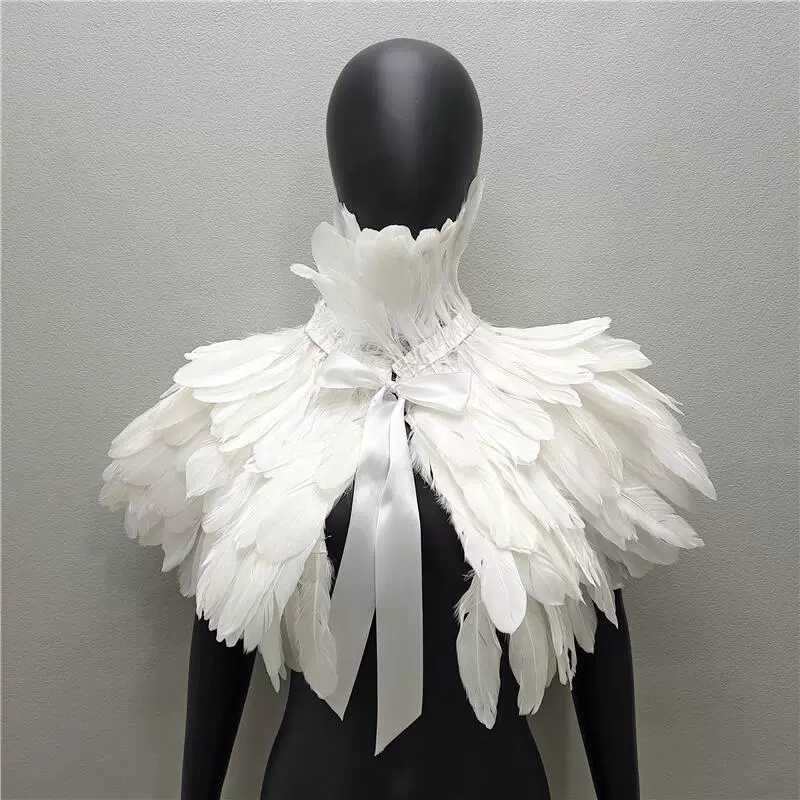 Feather Cape Collar, 120 cm, Multi‑color Costume Accessory (includes white goose feathers)