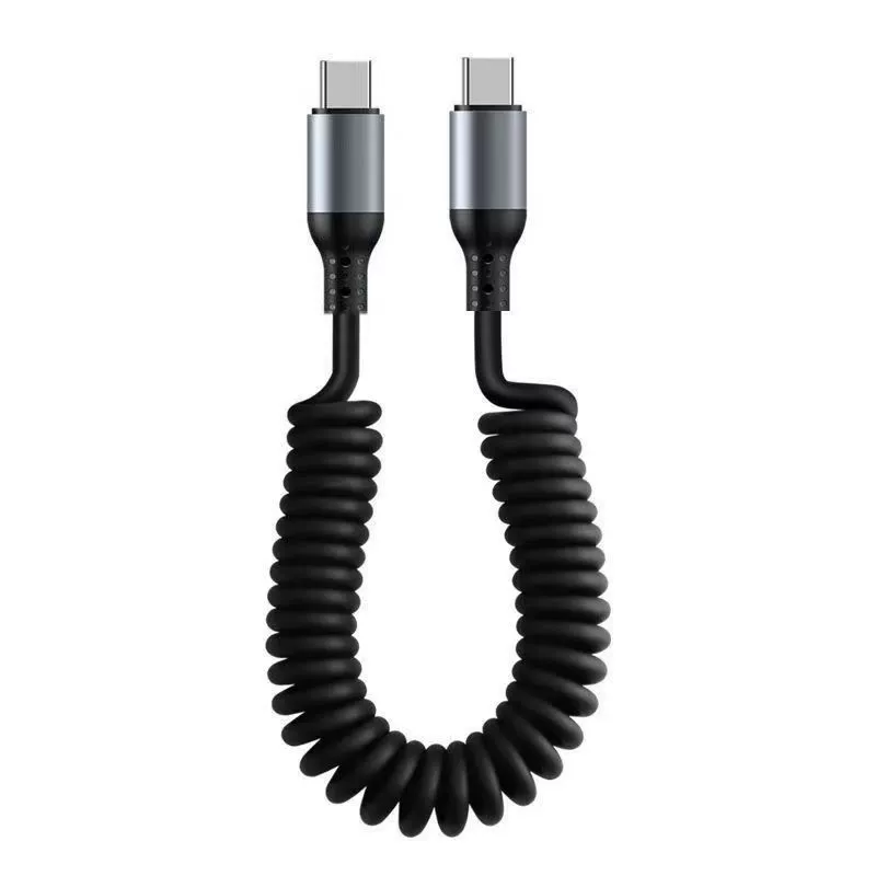 100W double -head Typec fast charging cable 6A telescopic data cable charging line Typec spiral PD spring wire