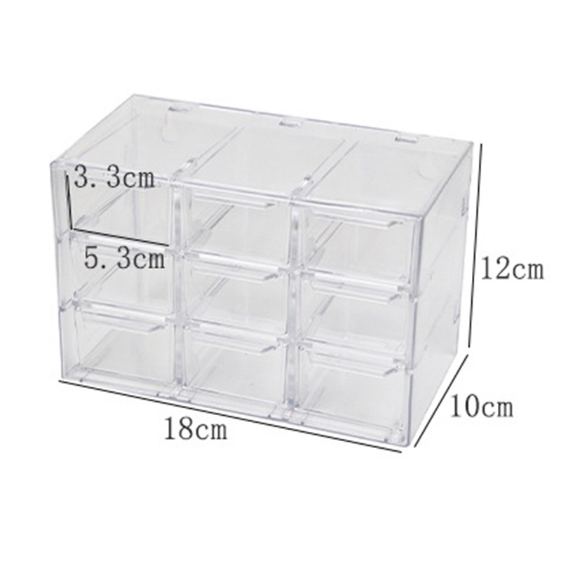 恵司デスクトップ九宮12宮16宮格透明引き出し式分格収納箱数珠アクセサリー整理箱