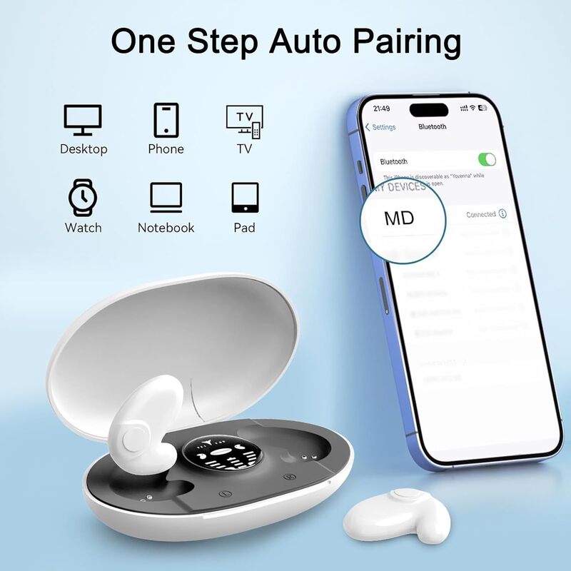 Cross-border ultra-thin new Bluetooth earphones, in-ear sleep headphones with touch control, digital display, painless wear, private model, universal