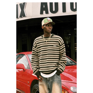 Striped sweater men's autumn and winter new sweater pullover long sleeve sweater feeling tide brand coat cross-border wholesale