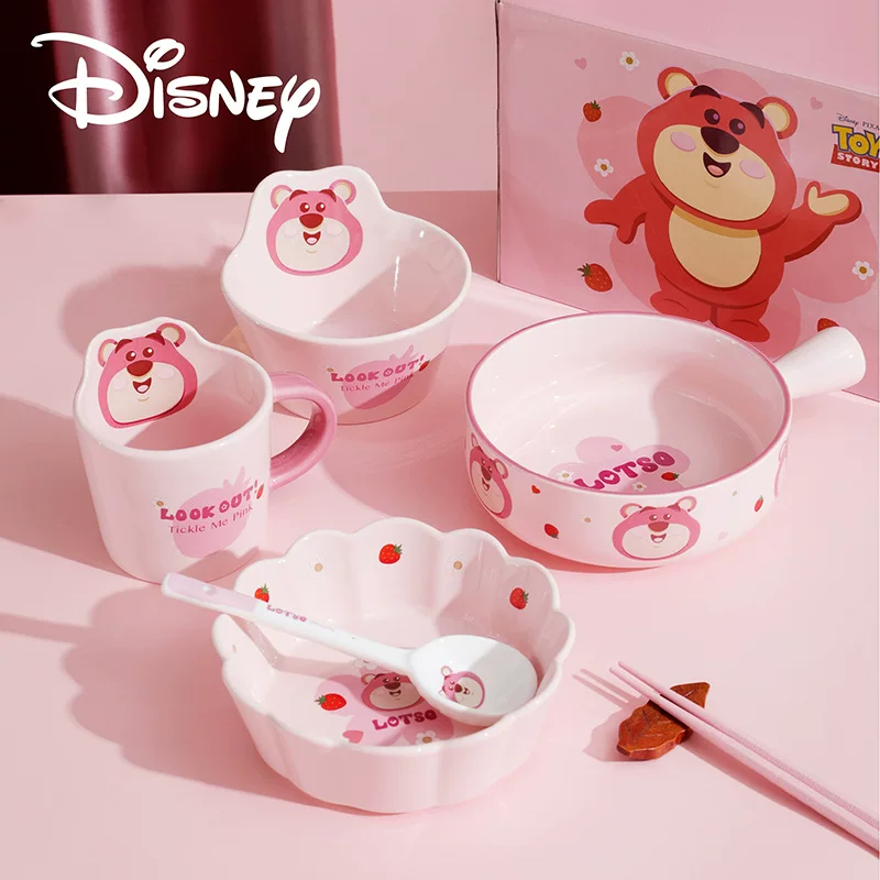 Ceramic Tableware (Disney) Strawberry Bear Spoon & Bowl Set, Handle Mug, Gift Box