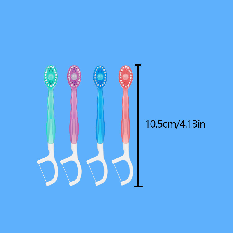 Inglés desechable mini cepillo de dientes con hilo dental cepillo de dientes de viaje multifuncional cepillo de dientes de pelo suave cepillo de dientes de embalaje independiente