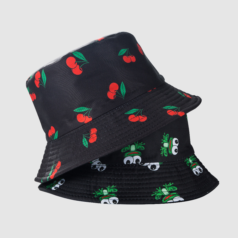 One Size Size European And American Fisherman Cherry Simple Versatile Sunscreen Sun Visor  Flat-top Double-sided Wear Basin Hat