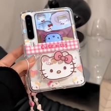 ins可爱卡通KT摇摇乐支架适用华为PuraX折叠屏pocket2s手机壳小米mixflip全包三星Galaxyzflip6/5女p50pocket