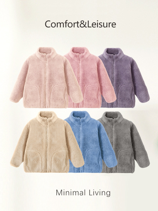 儿童外套秋冬毛毛衣优衣裤同款中大童秋冬保暖加厚外出服轻软A类|undefined