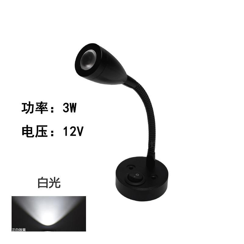 Luz de lectura led para RV, 12V, bajo voltaje, foco giratorio de 360 ​​grados, foco de noche, lámpara de pared, techo, luz blanca cálida, protección para los ojos