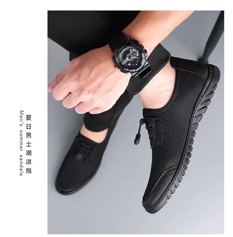Giày thể thao nam sneaker lười thân lưới dệt kim thoáng khí, đế cao su chống trượt — màu xám, màu đen chi tiết 20