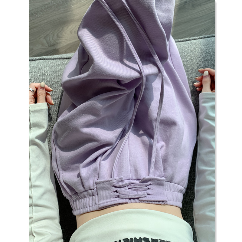 Grey sweatpants, new spring/autumn 2024 style, high-waisted, straight-leg, wide-leg, loose-fitting, slimming, casual sweatpants.