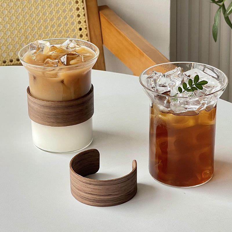 批發日式簡約擴口咖啡杯冰美式氣泡水果茶杯耐高溫玻璃牛奶拿鐵杯