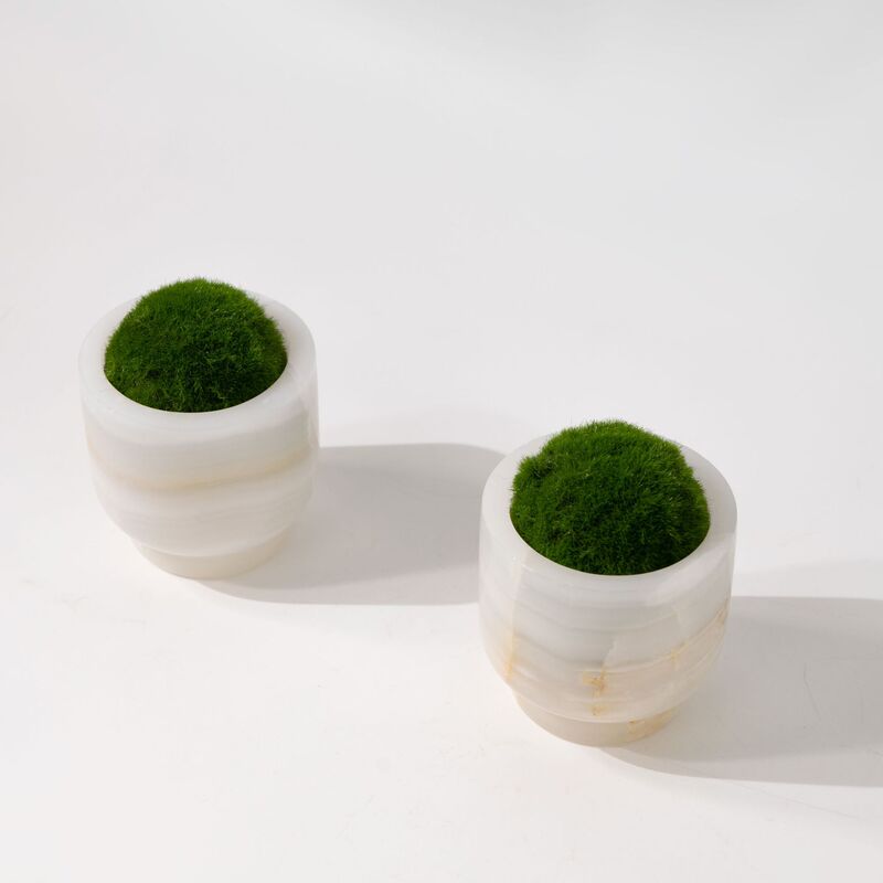 新中式样板间洽谈桌茶几装饰永生玉石苔藓绿植小盆景大理石摆件|undefined