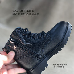 Genuine leather first layer cowhide Korean style Martin boots girls short boots winter boys cotton boots children's shoes leather boots 2023