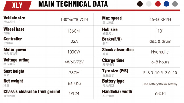XLY Electric Motorcycle High Power Scooter Long Range
