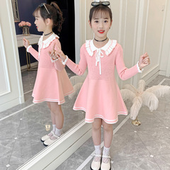 2024冬新款女童毛衣裙長裙甜美可愛幼兒園學院風校服洋氣春