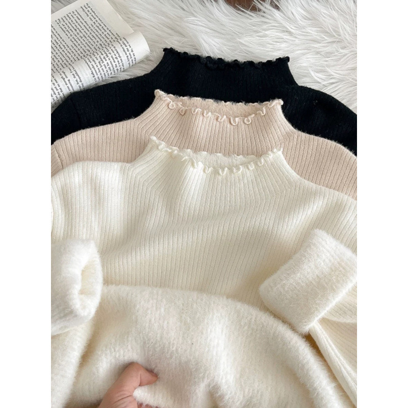 Women's Autumn and Winter New Arrival Inner Base Shirt fleece-lined Thickened Sweater Women's Autumn and Winter New Arrival Inner Base Shirt fleece-lined Thickened Sweater