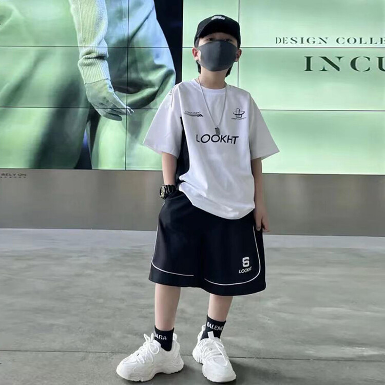 Boys' Sports 2023 Summer New Chinese Korean Edition Western Style Casual Short sleeved Shorts Two Piece Set Trendy and_voghion.com
