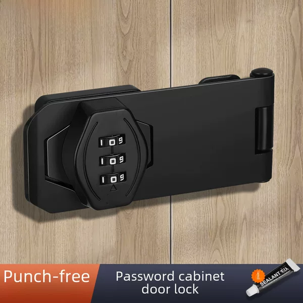 Combination Lock Punch-free Refrigerator Lock Unlocking Anti-theft Drawer Lock Double-opening Cabinet Lock File Cabinet Push-pull Door Lock