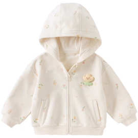 儿童2025秋季新款碎花外套女童连帽开衫女宝洋气针织上衣图片颜色