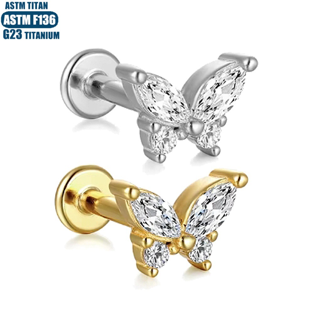 Labret stud lip piercing jewelry styling detail