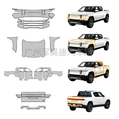 Suitable for R1T Base 2023-2025 pre-cut TPU transparent matte car protection film self-healing PPF (Car paint protective film) - for-rivian-r1t-base-2023-2025-tpu75mil-matte-automotive-paint-protection-film