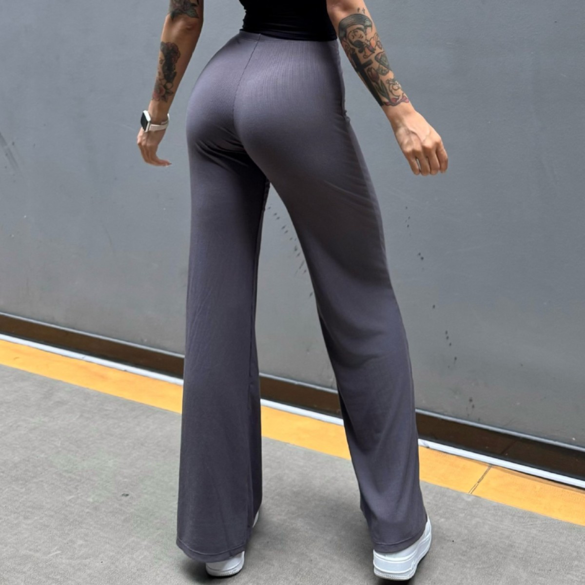Pantalón perezoso que muestra la elasticidad de la cadera, enorme y cómodo drapeado, cintura pequeña pura, yoga recto, fitness, pantalones deportivos de ocio, mujeres image 10