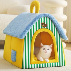猫ハウス 冬用 厚手 保温 取り外し可能 洗える 密閉型 安心感 猫用ハウス 四季通用 犬用ヴィラ 卸売