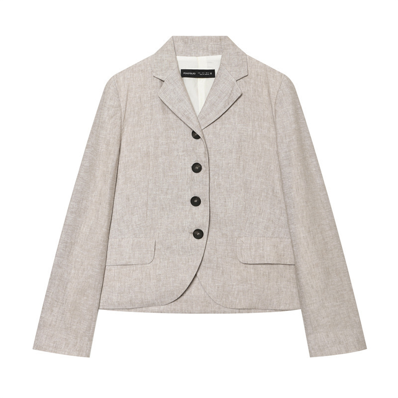 Foreign Trade 2026 New European and American Summer Linen Blend Straight-Fit Blazer Jacket 7758856 Foreign Trade 2026 New European and American Summer Linen Blend Straight-Fit Blazer Jacket 7758856