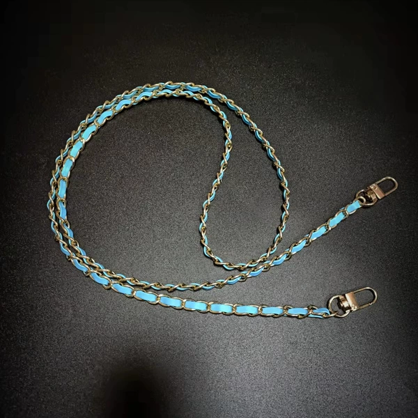 Shoulder bag leather chain-sky blue-16