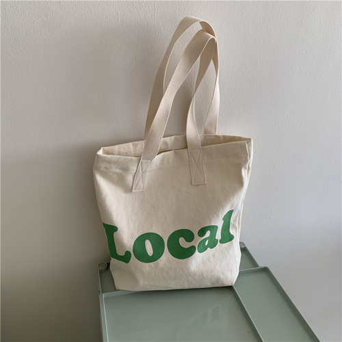 Bags for female students, new Korean style canvas shoulder bag, letter print, small fresh shopping bag, practical tote bag