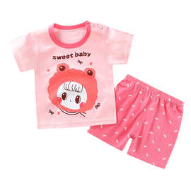 2023夏季新款棉布儿童短袖T恤套装韩版婴幼儿宝宝短袖短裤俩件套