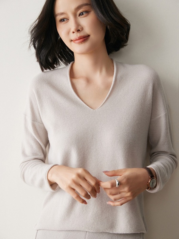 山羊绒衫女V领长袖2025秋冬新款羊绒衫女时尚羊毛针织衫毛衣潮|undefined