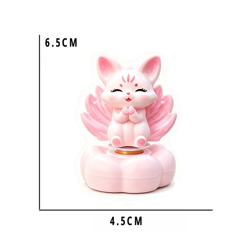 Cute and Fun Rotating Nine-Tailed Fox Car Ornament, Battery-Powered Vehicle Interior Decoration, Office Desk Car Dashboard Decoration