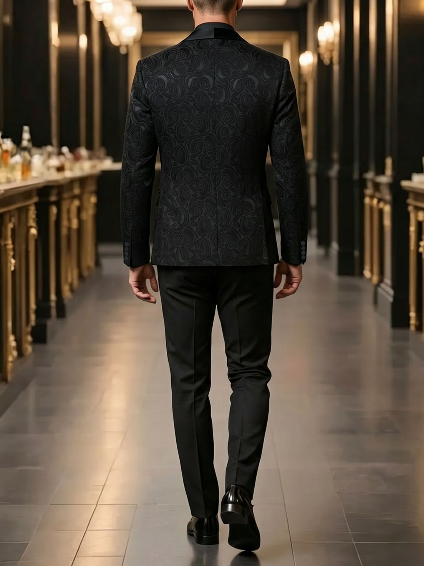 Abito da uomo tre pezzi per cerimonia con giacca e gilet jacquard_voghion.com