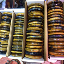 天然梦幻虎眼石手镯木变石黄蓝晶体闪电纹民族风镯子跨境货源批发