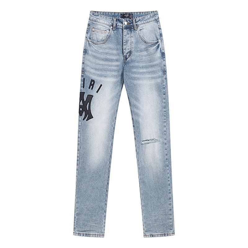 Ksubi トレンディなパープル新 AM スプラッシュインクプリントハイストリートレトロリッピングカジュアルメンズとレディーススリムジーンズ|undefined