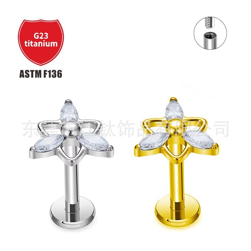 Labret stud lip piercing jewelry styling detail