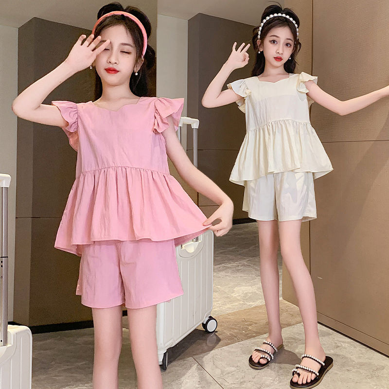 2024 nuevo verano casual traje de moda para niños camisa de manga corta de muñeca estilo occidental Delgado traje de dos piezas