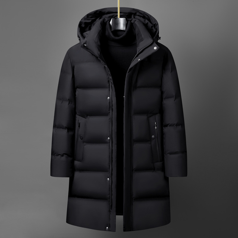 2024 Down Jacket Men's Mid-length Thickened and Slim-fit Fashionable Dad Clothes Middle-aged Grandpa Down Jacket Coat