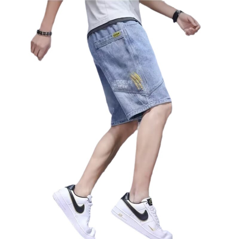 Pantalones cortos de mezclilla lavados retro japoneses para hombres y mujeres, estilo callejero de verano, funciones casuales, monos multibolsillos ~