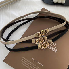 Simple elastic thin belt for women with skirt and shirt belt, elastic and versatile metal buckle wholesale