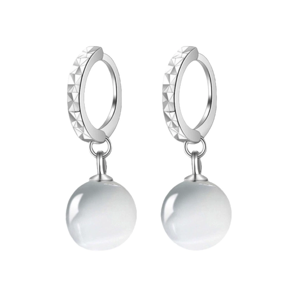 Cute universal fashionable earrings with tassels, 925 sample silver, cat's eye, Korean style